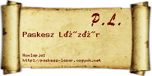 Paskesz Lázár névjegykártya